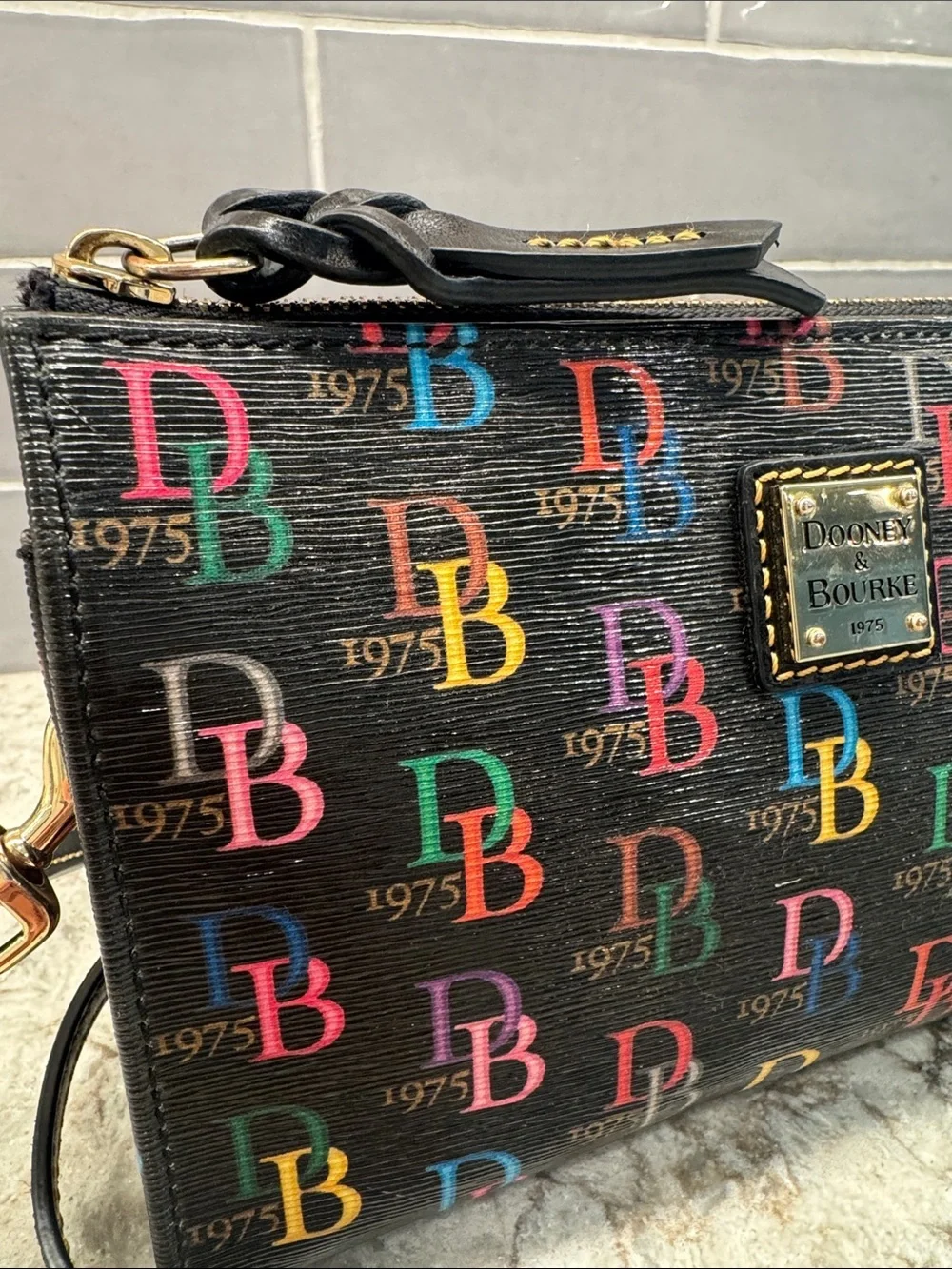 Dooney & Bourke Janine Crossbody Bag Multicolor DB 1975 Monogram Black